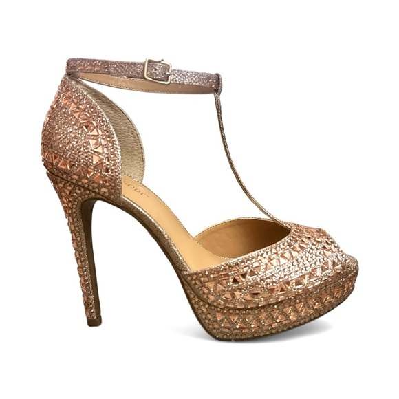 Thalia Sodi Women's Rhinestones Platform Heels Rose Gold 8.5 Party Fairy Glam - Picture 2 of 12